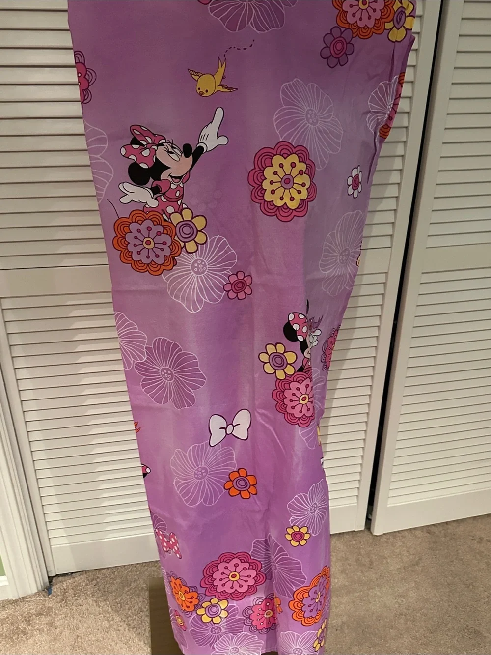 Disney Minnie Mouse Purple Floral Curtain Set with Pink & Yellow Accents
